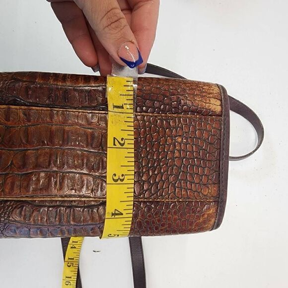 BRIGHTON Brown Crocco Embossed Strap Over Shoulder Bag - Picture 12 of 15